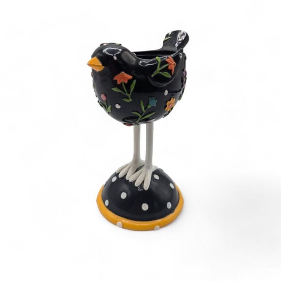 Yankee Candle Black Bird Long Legs Votive Candle Holder With Folk Art Floral Des - Picture 7 of 10